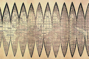 Erdglobus Segmentkarte 1507, Martin Waldseemüller