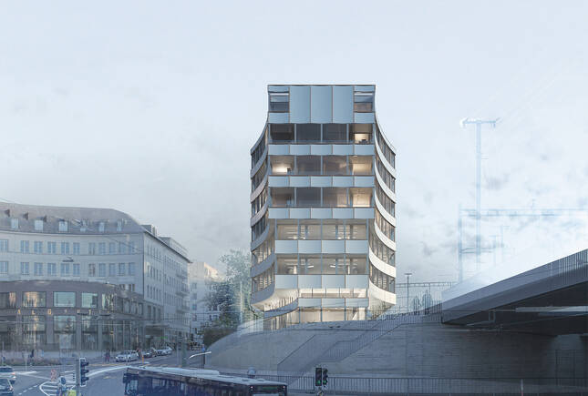 Blick von der Schaffhauserstrasse - Visualisierung: Indievisual